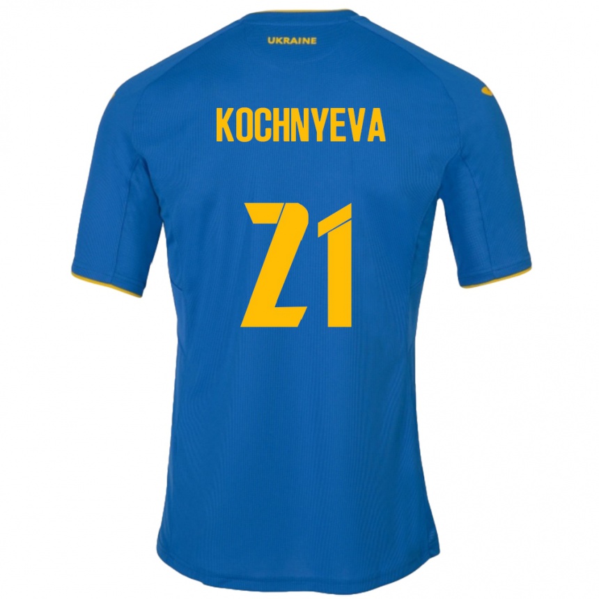 Kids Football Ukraine Iryna Kochnyeva #21 Blue Away Jersey 24-26 T-Shirt Nz