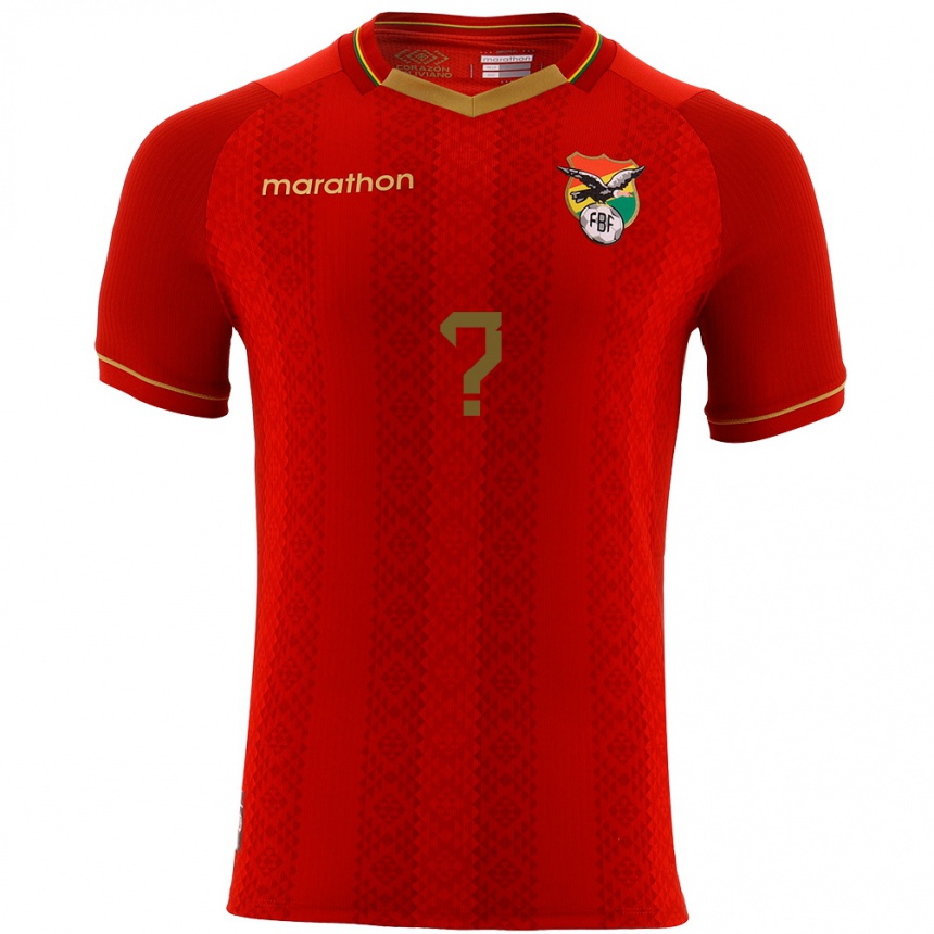 Kids Football Bolivia Micaela Calderon #0 Red Away Jersey 24-26 T-Shirt Nz