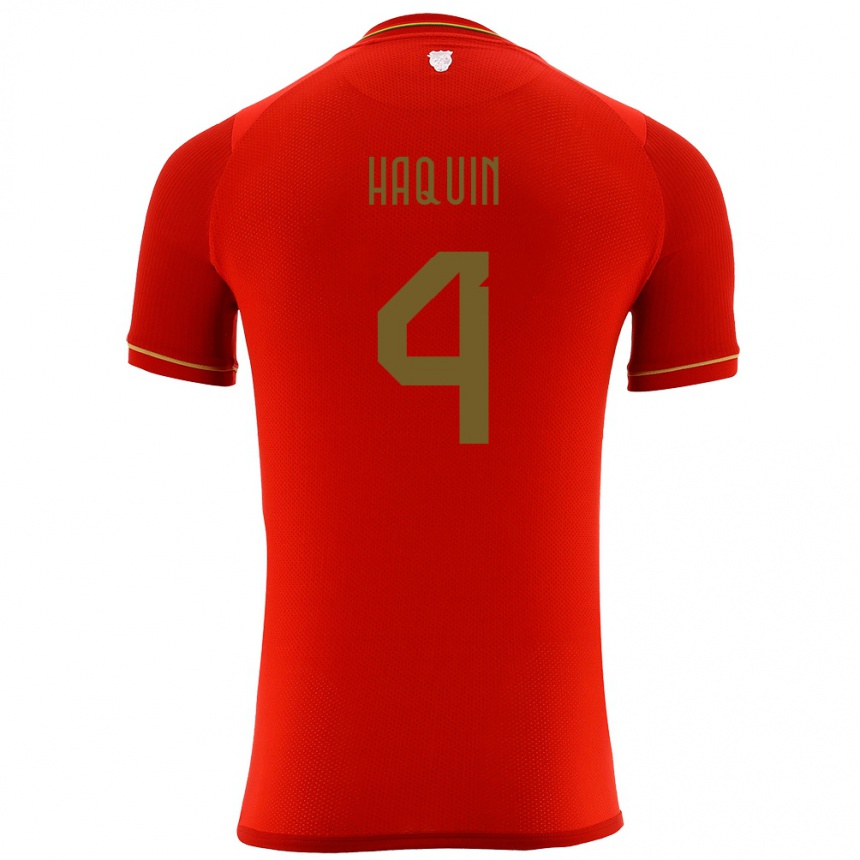 Kids Football Bolivia Luis Haquín #4 Red Away Jersey 24-26 T-Shirt Nz