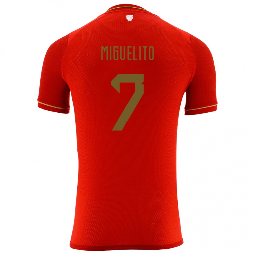 Kids Football Bolivia Miguelito #7 Red Away Jersey 24-26 T-Shirt Nz