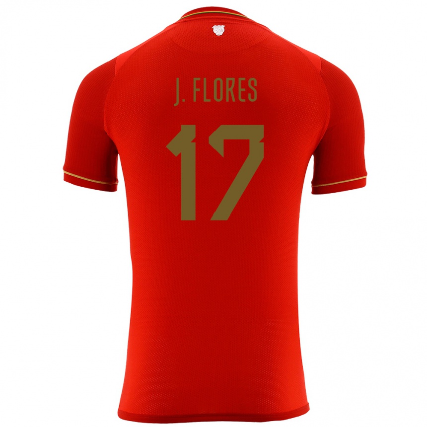 Kids Football Bolivia José Flores #17 Red Away Jersey 24-26 T-Shirt Nz