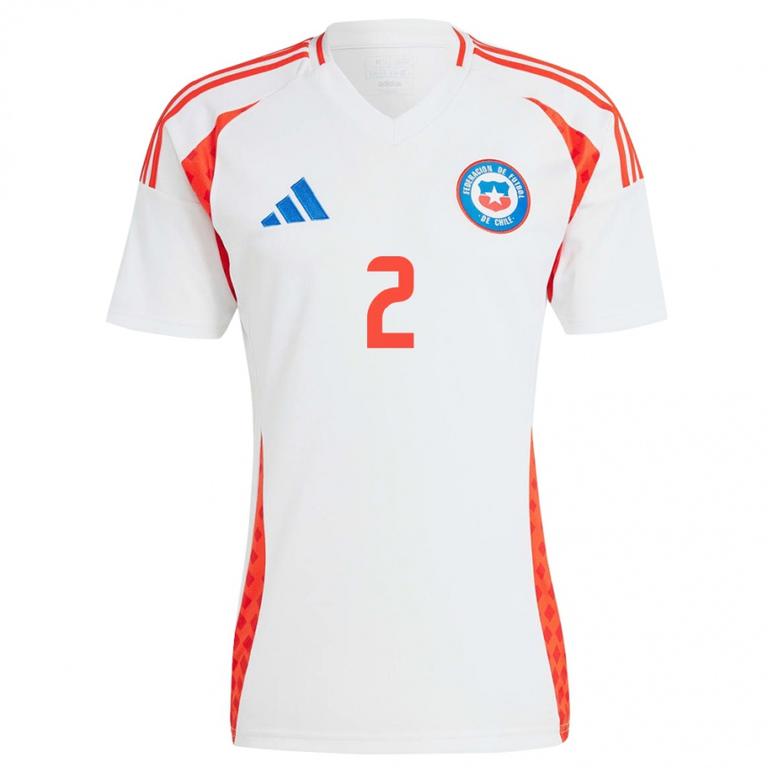 Kids Football Chile Víctor Campos #2 White Away Jersey 24-26 T-Shirt Nz