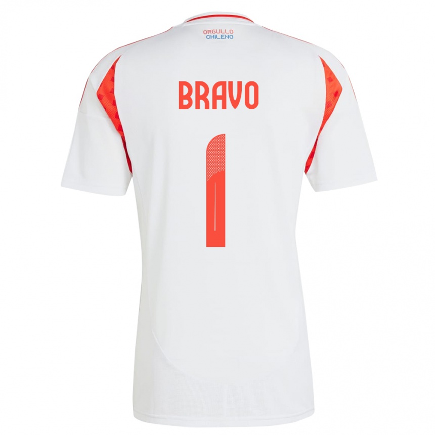 Kids Football Chile Claudio Bravo #1 White Away Jersey 24-26 T-Shirt Nz