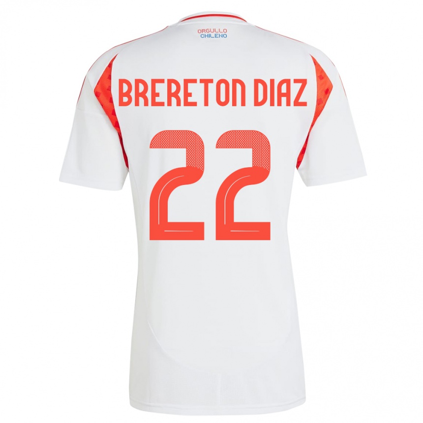 Kids Football Chile Ben Brereton Díaz #22 White Away Jersey 24-26 T-Shirt Nz