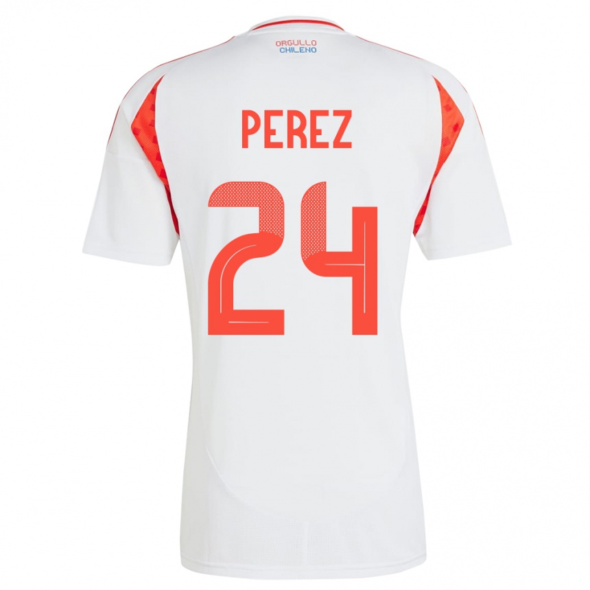 Kids Football Chile César Pérez #24 White Away Jersey 24-26 T-Shirt Nz