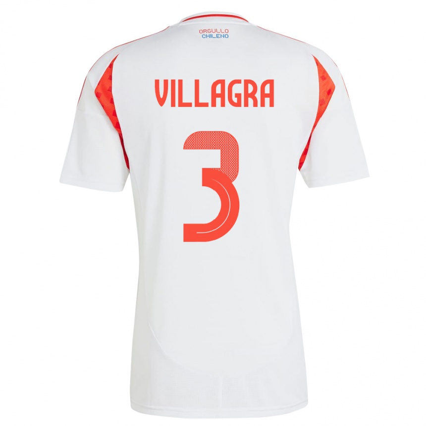 Kids Football Chile Jonathan Villagra #3 White Away Jersey 24-26 T-Shirt Nz