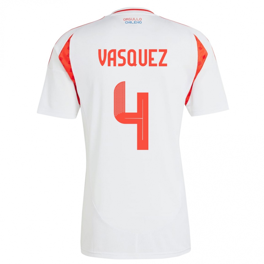 Kids Football Chile Matías Vásquez #4 White Away Jersey 24-26 T-Shirt Nz