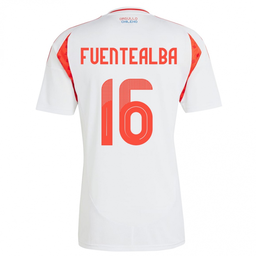 Kids Football Chile Jeison Fuentealba #16 White Away Jersey 24-26 T-Shirt Nz