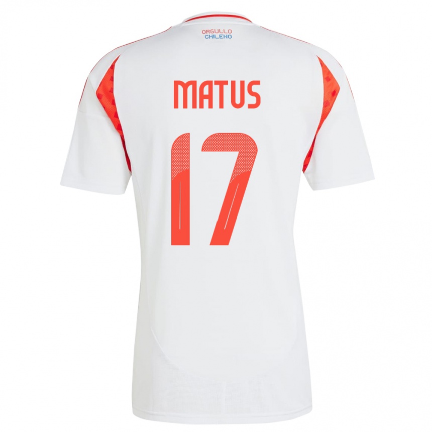 Kids Football Chile Esteban Matus #17 White Away Jersey 24-26 T-Shirt Nz