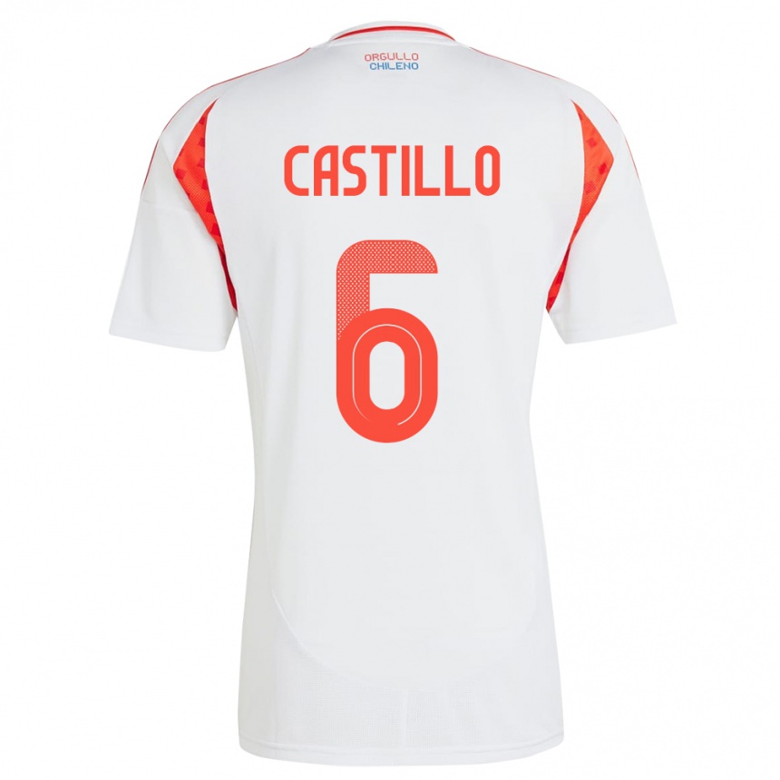 Kids Football Chile Cristóbal Castillo #6 White Away Jersey 24-26 T-Shirt Nz