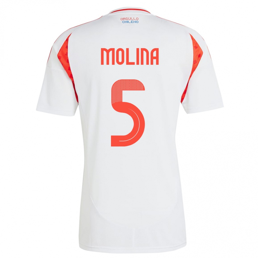 Kids Football Chile Benjamín Molina #5 White Away Jersey 24-26 T-Shirt Nz