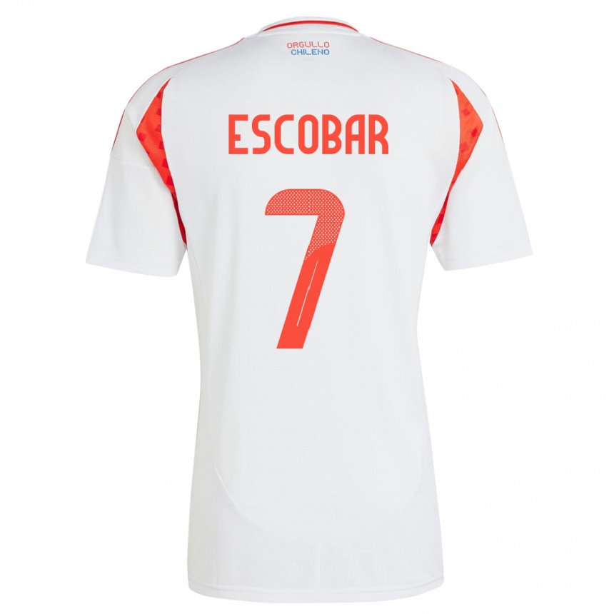 Kids Football Chile Bastián Escobar #7 White Away Jersey 24-26 T-Shirt Nz