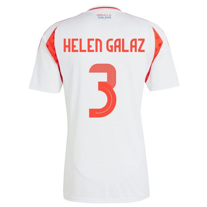 Kids Football Chile Su Helen Galaz #3 White Away Jersey 24-26 T-Shirt Nz