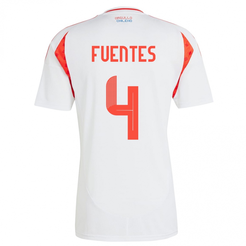 Kids Football Chile Karen Fuentes #4 White Away Jersey 24-26 T-Shirt Nz