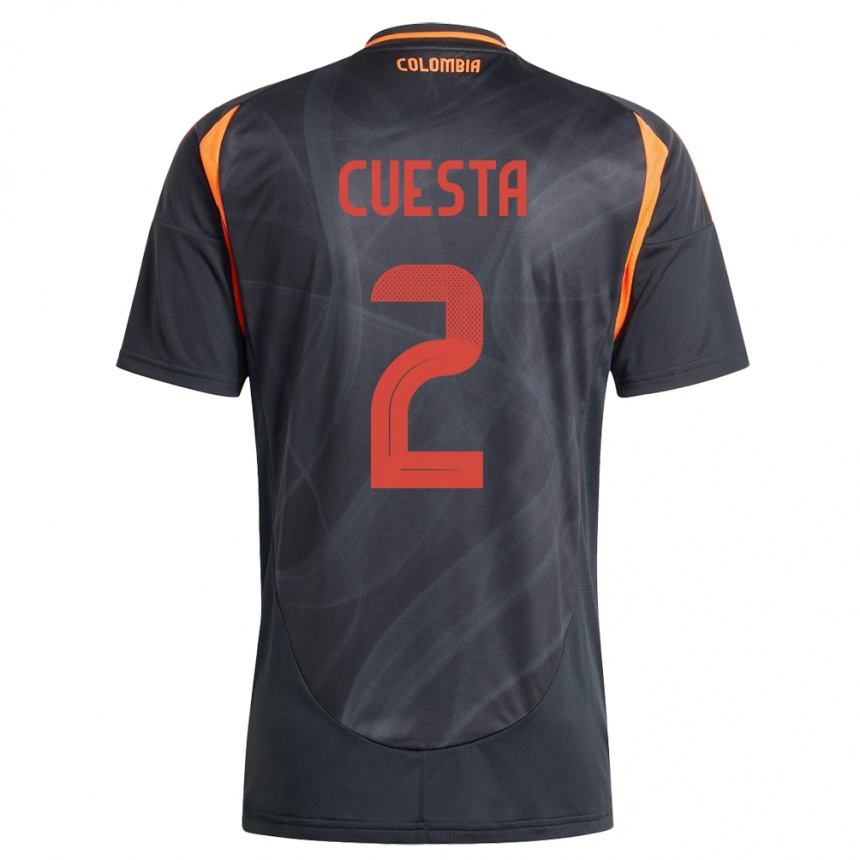 Kids Football Colombia Carlos Cuesta #2 Black Away Jersey 24-26 T-Shirt Nz