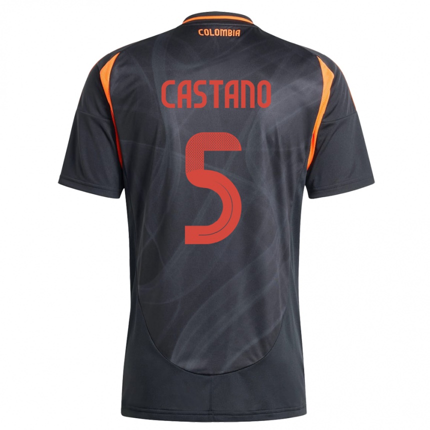 Kids Football Colombia Kevin Castaño #5 Black Away Jersey 24-26 T-Shirt Nz