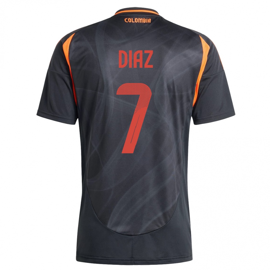 Kids Football Colombia Luis Díaz #7 Black Away Jersey 24-26 T-Shirt Nz