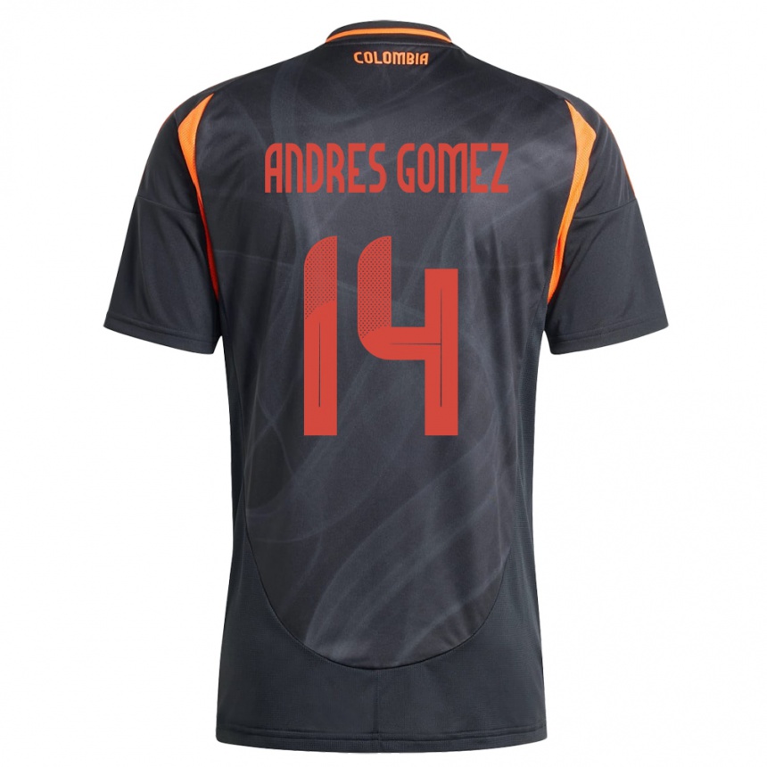 Kids Football Colombia Carlos Andrés Gómez #14 Black Away Jersey 24-26 T-Shirt Nz