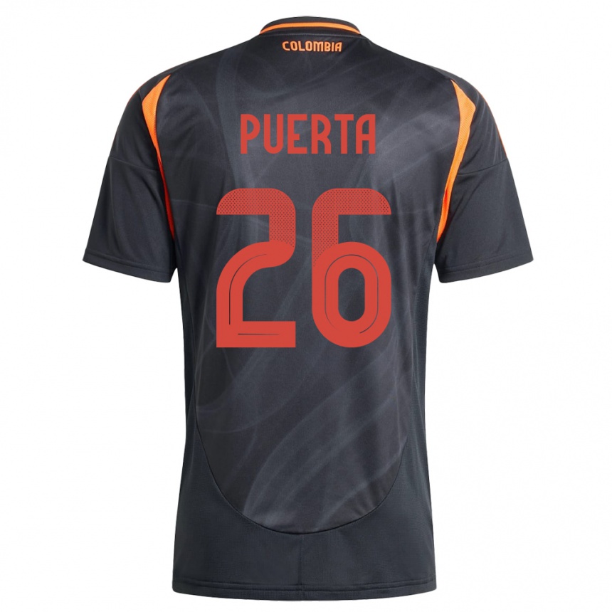 Kids Football Colombia Gustavo Puerta #26 Black Away Jersey 24-26 T-Shirt Nz