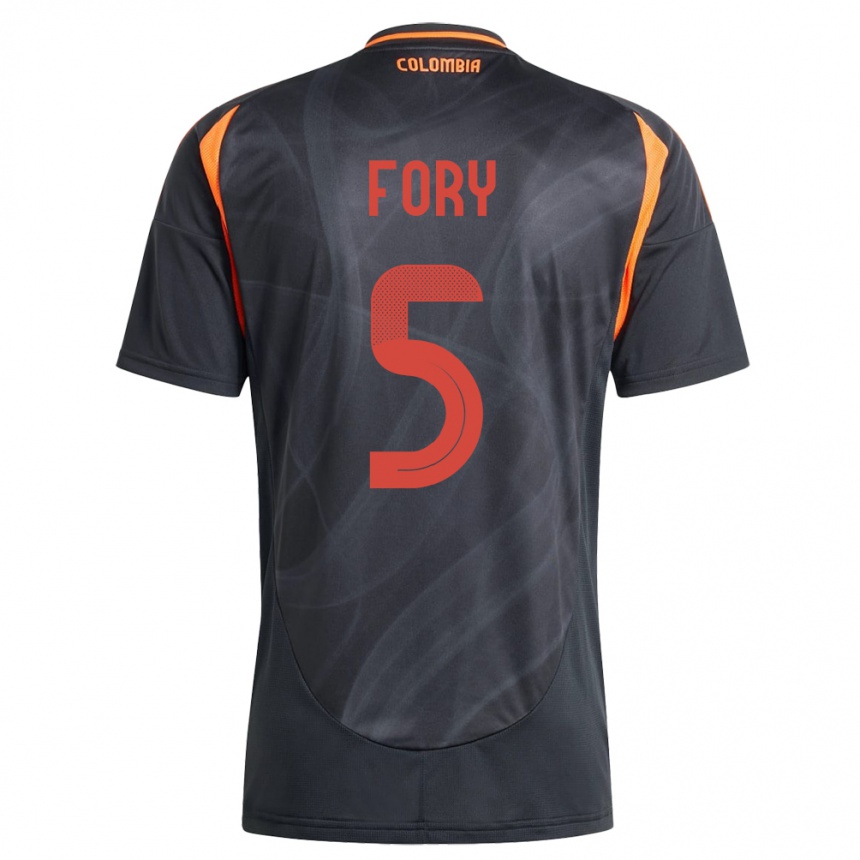 Kids Football Colombia Jimer Fory #5 Black Away Jersey 24-26 T-Shirt Nz