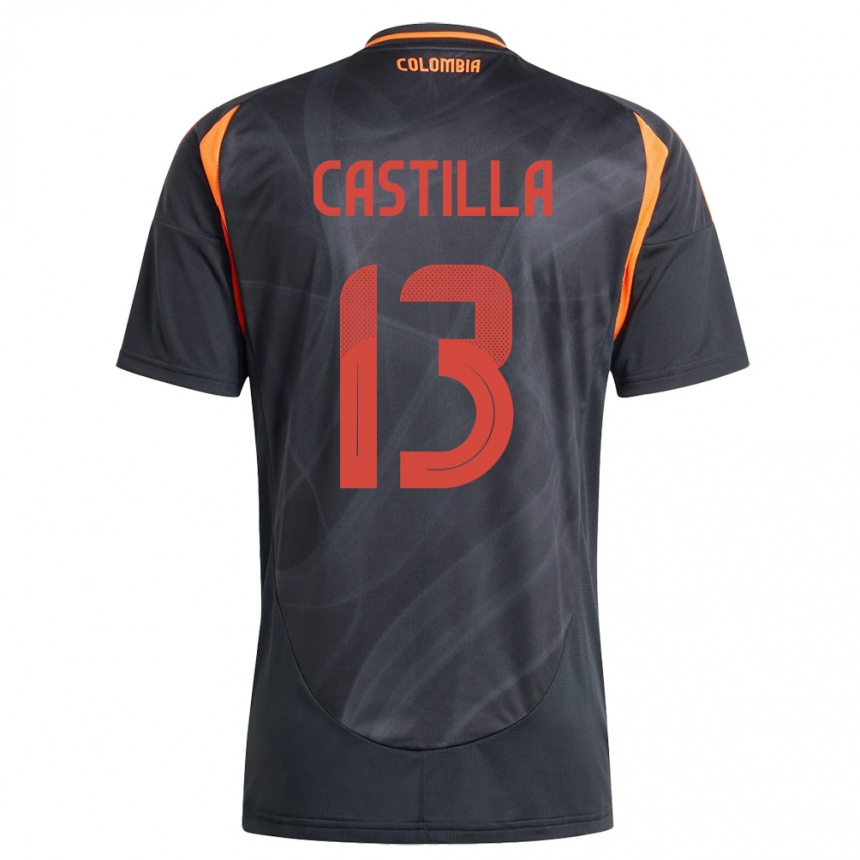 Kids Football Colombia Juan Castilla #13 Black Away Jersey 24-26 T-Shirt Nz