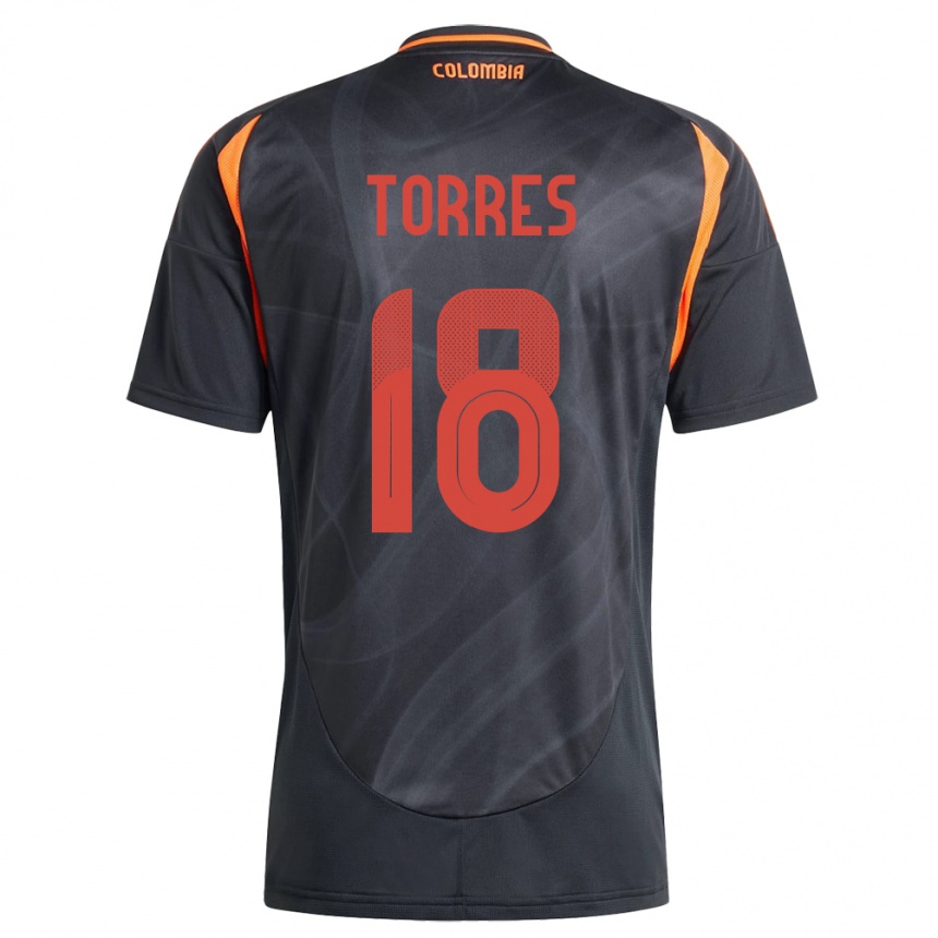 Kids Football Colombia Jhojan Torres #18 Black Away Jersey 24-26 T-Shirt Nz