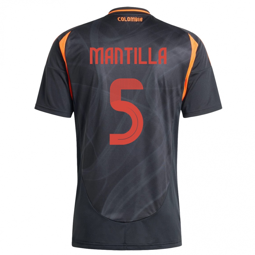 Kids Football Colombia Kevin Mantilla #5 Black Away Jersey 24-26 T-Shirt Nz