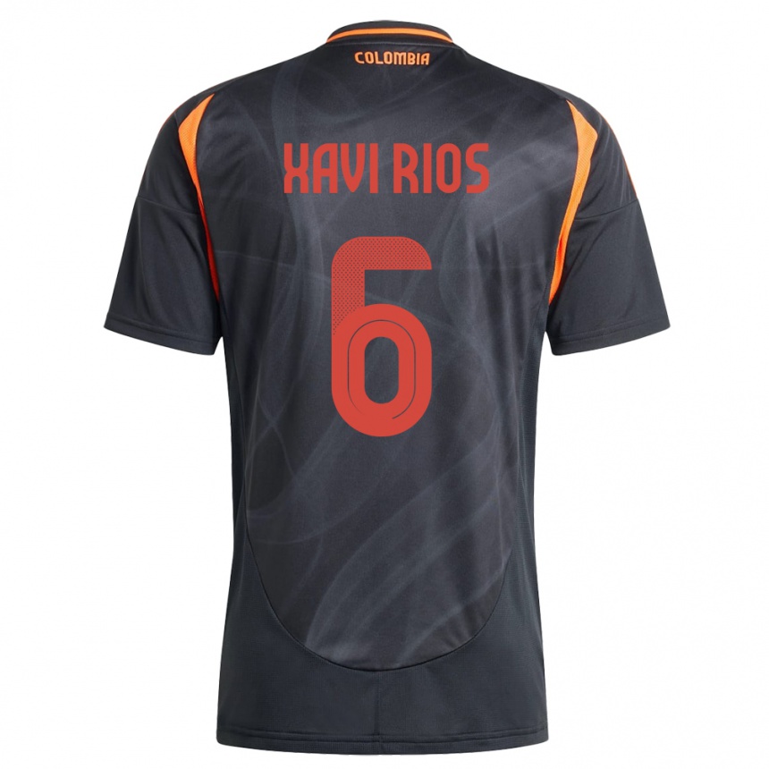 Kids Football Colombia Xavi Ríos #6 Black Away Jersey 24-26 T-Shirt Nz