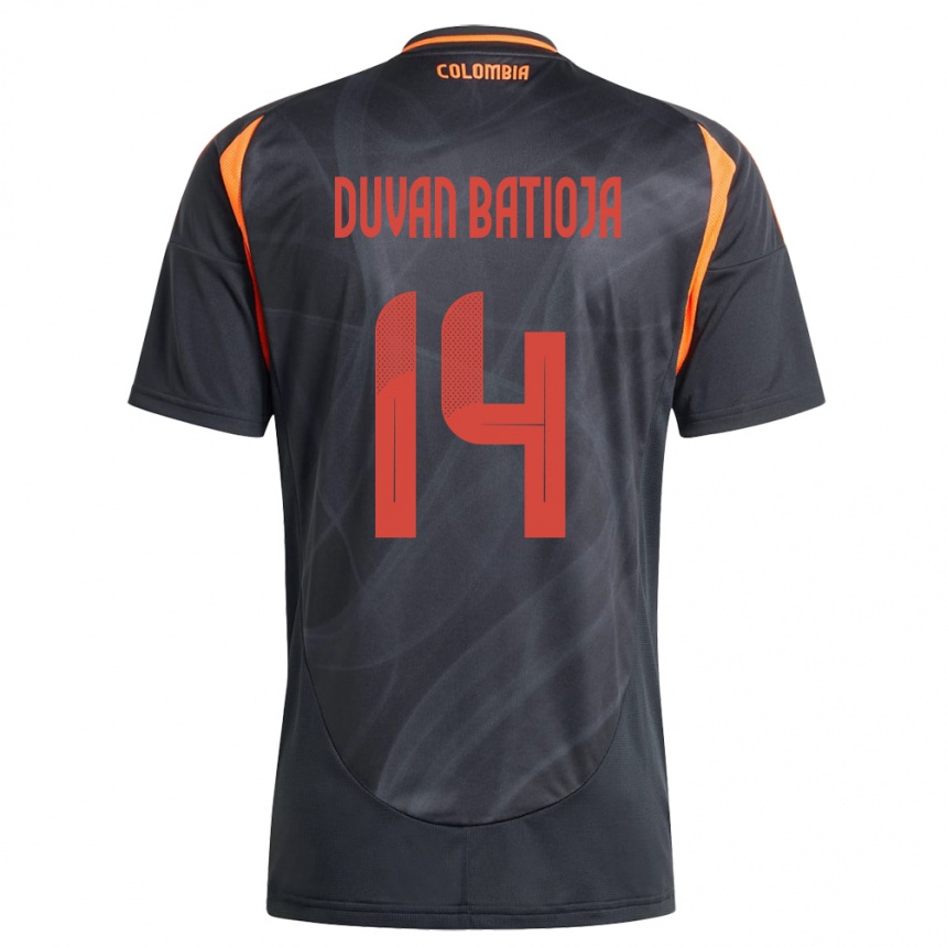 Kids Football Colombia Andy Duván Batioja #14 Black Away Jersey 24-26 T-Shirt Nz