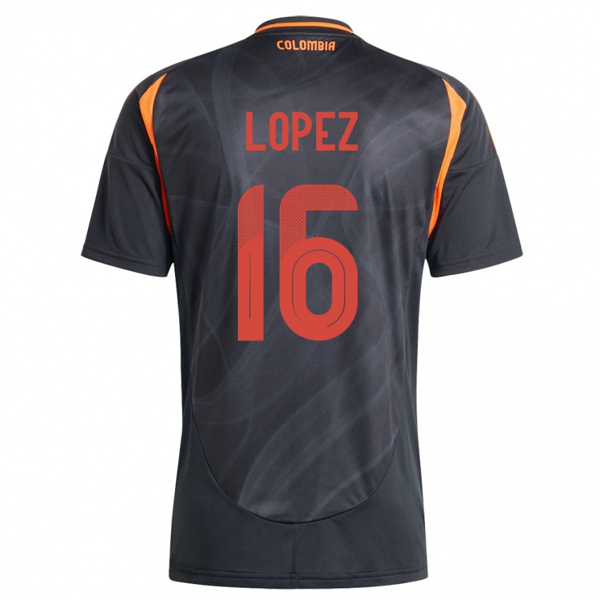 Kids Football Colombia William López #16 Black Away Jersey 24-26 T-Shirt Nz