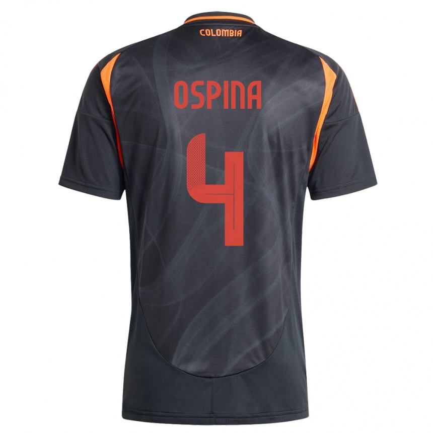 Kids Football Colombia Diana Ospina #4 Black Away Jersey 24-26 T-Shirt Nz