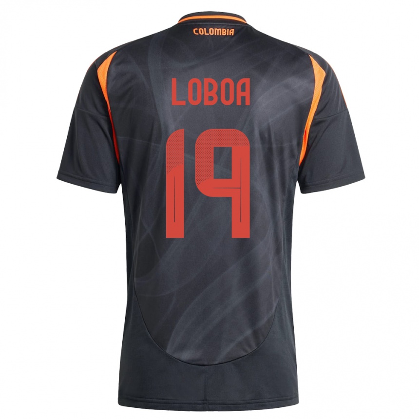 Kids Football Colombia Valerin Loboa #19 Black Away Jersey 24-26 T-Shirt Nz