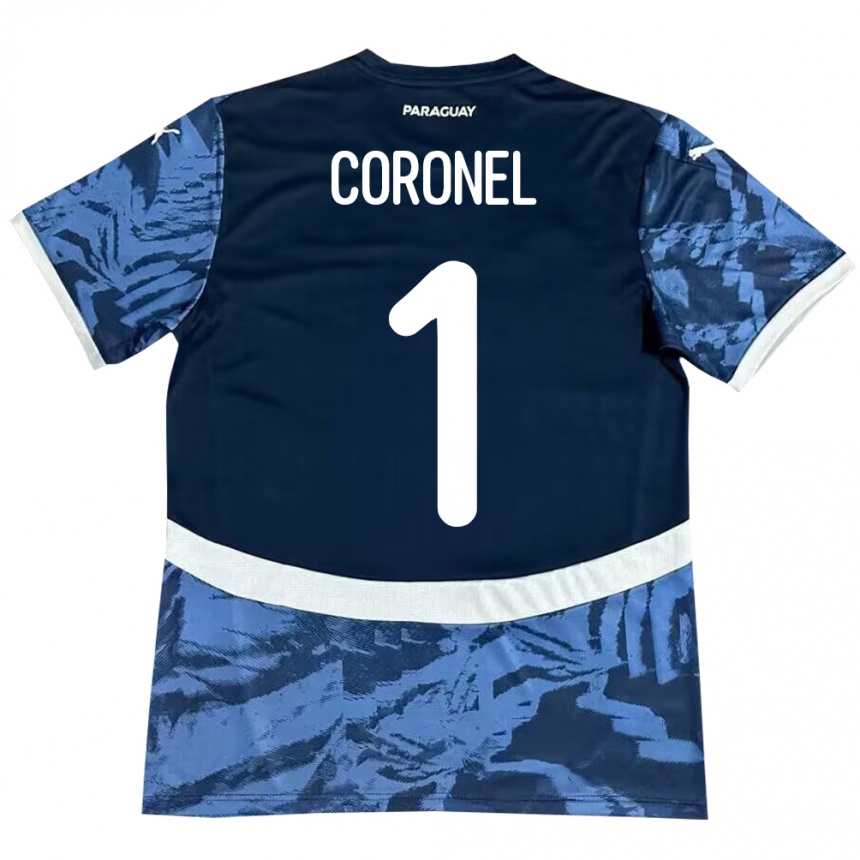 Kids Football Paraguay Carlos Coronel #1 Blue Away Jersey 24-26 T-Shirt Nz