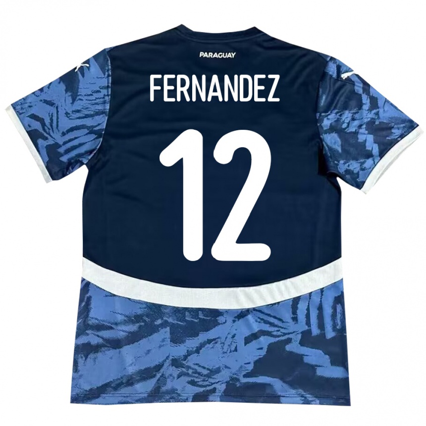 Kids Football Paraguay Gatito Fernández #12 Blue Away Jersey 24-26 T-Shirt Nz