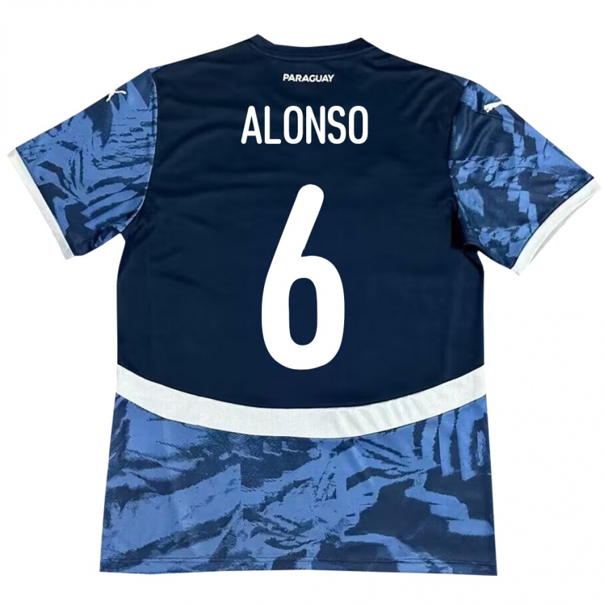 Kids Football Paraguay Júnior Alonso #6 Blue Away Jersey 24-26 T-Shirt Nz