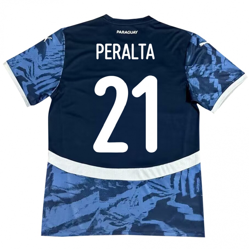 Kids Football Paraguay Fabrizio Peralta #21 Blue Away Jersey 24-26 T-Shirt Nz