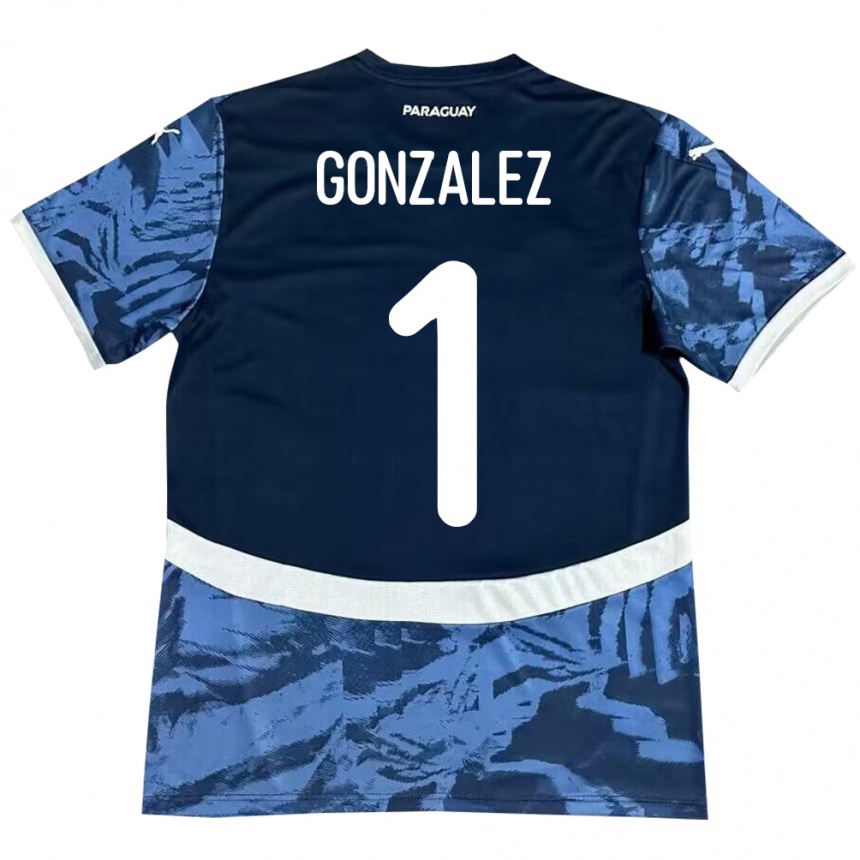 Kids Football Paraguay Ángel González #1 Blue Away Jersey 24-26 T-Shirt Nz