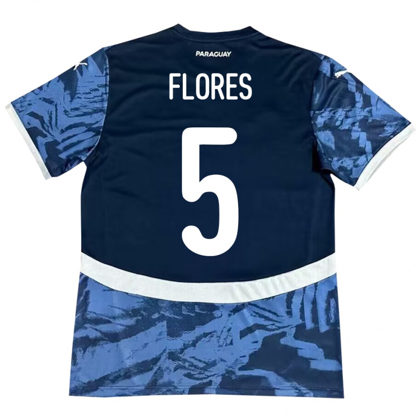 Kids Football Paraguay Gilberto Flores #5 Blue Away Jersey 24-26 T-Shirt Nz