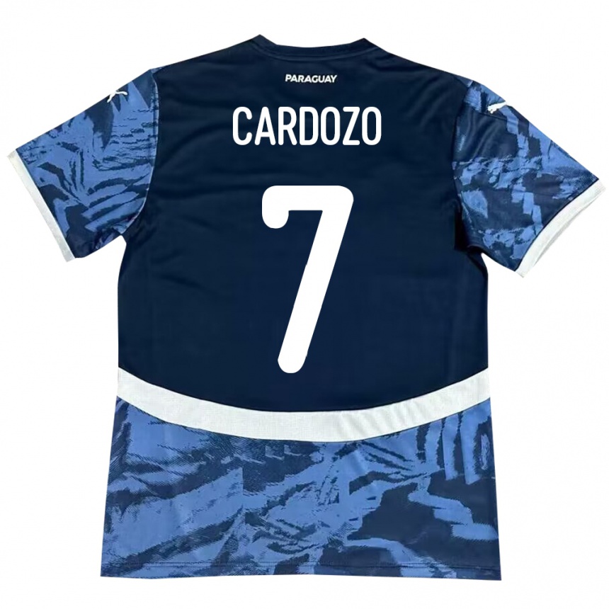 Kids Football Paraguay Fernando Cardozo #7 Blue Away Jersey 24-26 T-Shirt Nz