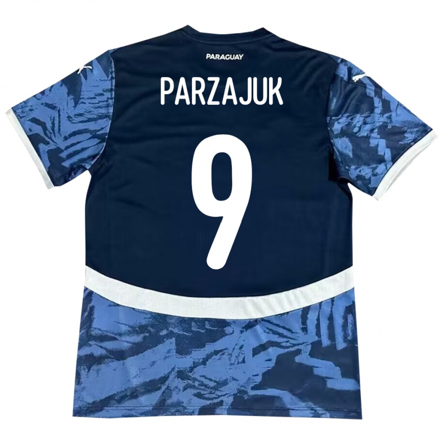 Kids Football Paraguay Kevin Parzajuk #9 Blue Away Jersey 24-26 T-Shirt Nz