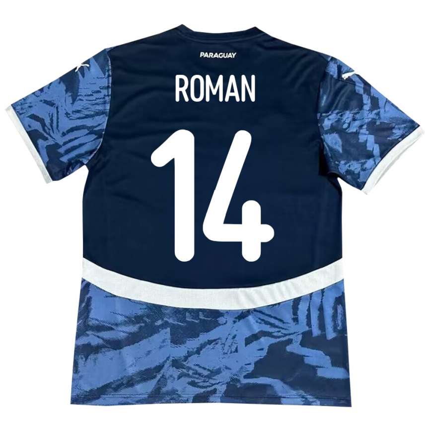 Kids Football Paraguay Fernando Román #14 Blue Away Jersey 24-26 T-Shirt Nz