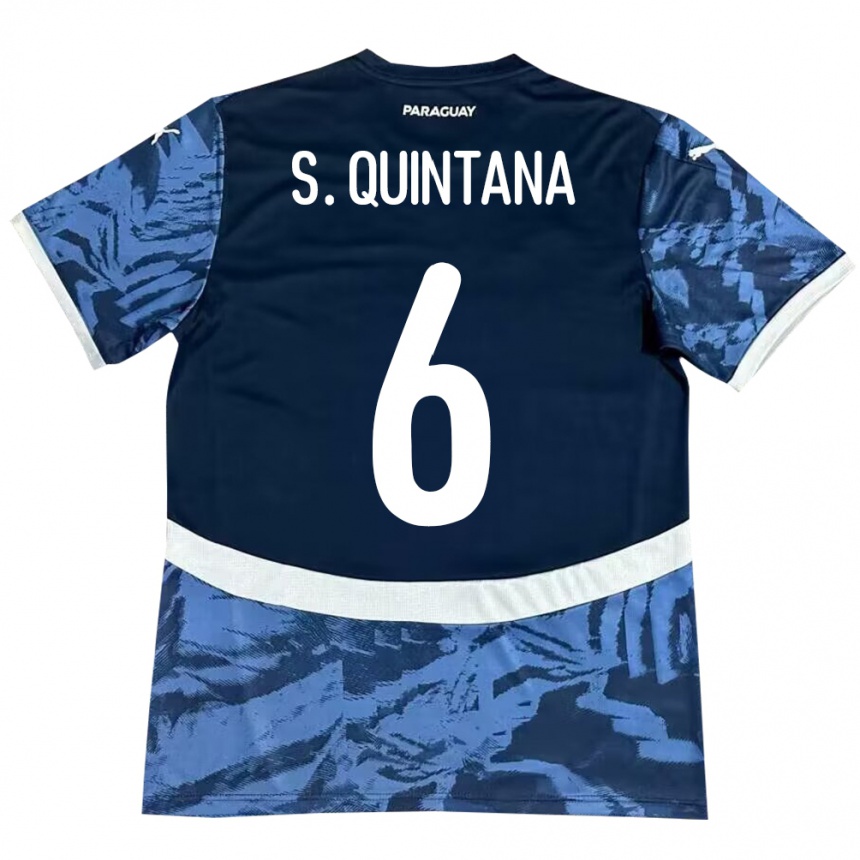 Kids Football Paraguay Sebastián Quintana #6 Blue Away Jersey 24-26 T-Shirt Nz