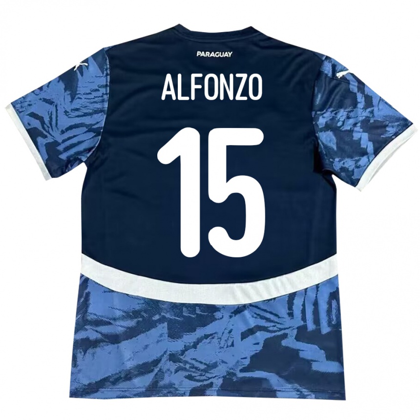 Kids Football Paraguay Axel Alfonzo #15 Blue Away Jersey 24-26 T-Shirt Nz