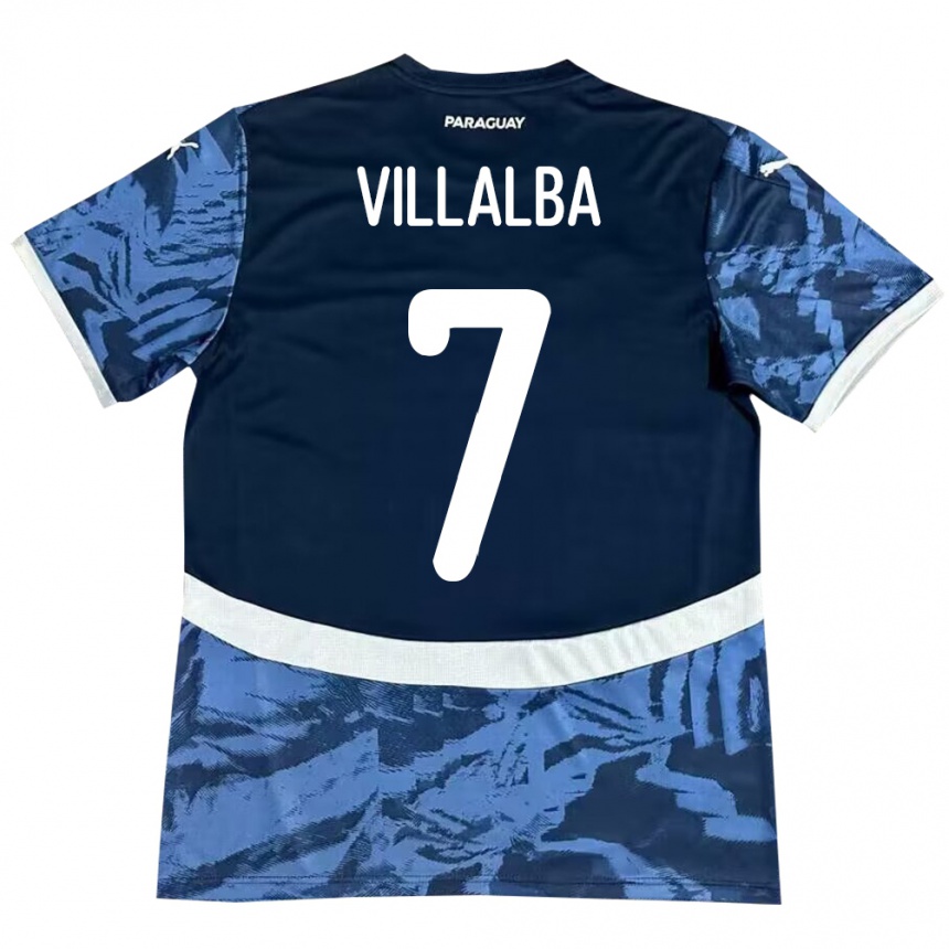 Kids Football Paraguay Rodrigo Villalba #7 Blue Away Jersey 24-26 T-Shirt Nz