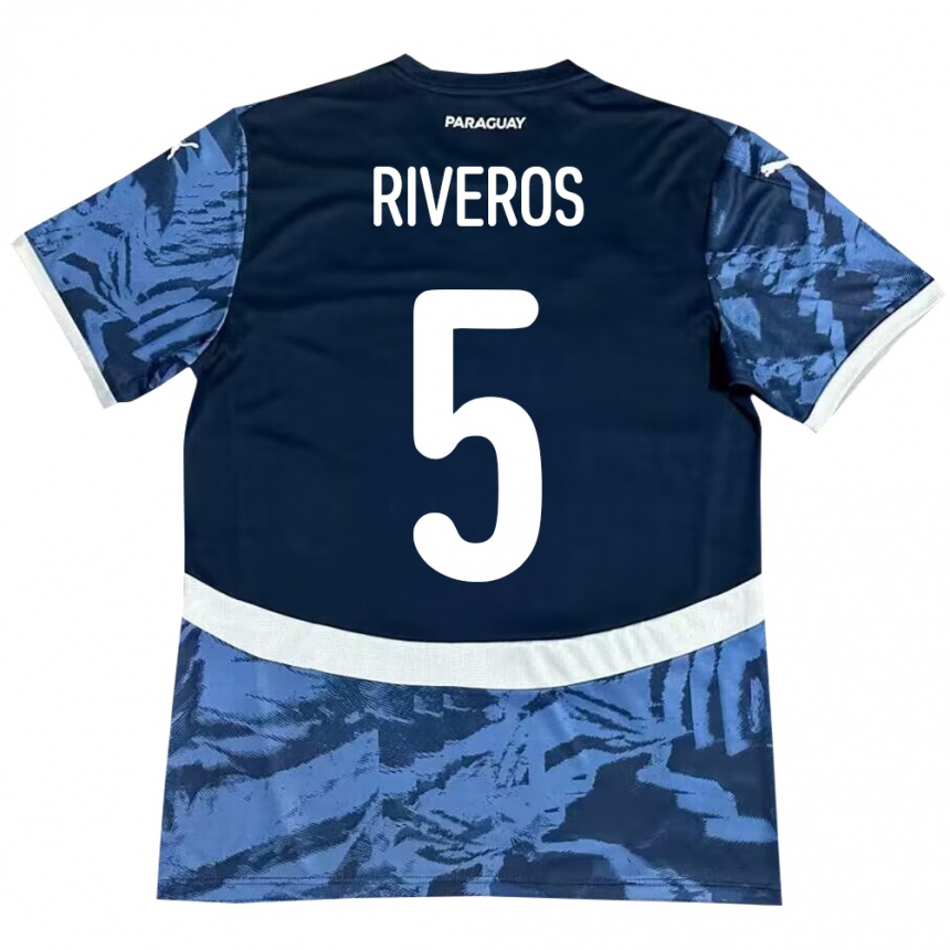 Kids Football Paraguay Verónica Riveros #5 Blue Away Jersey 24-26 T-Shirt Nz