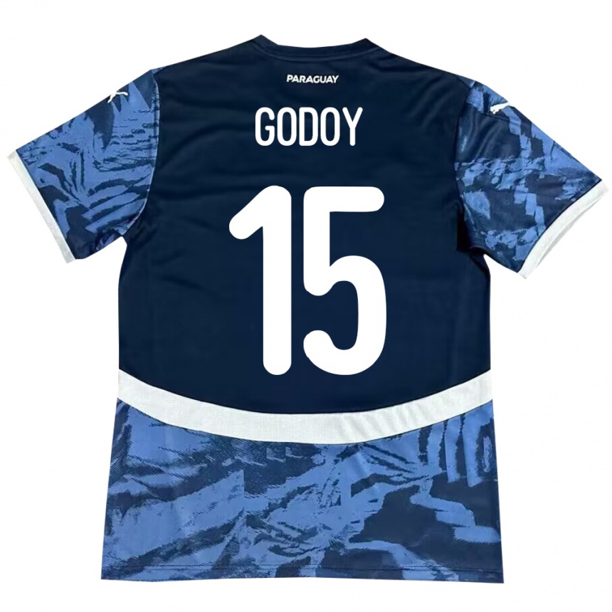 Kids Football Paraguay Fanny Godoy #15 Blue Away Jersey 24-26 T-Shirt Nz