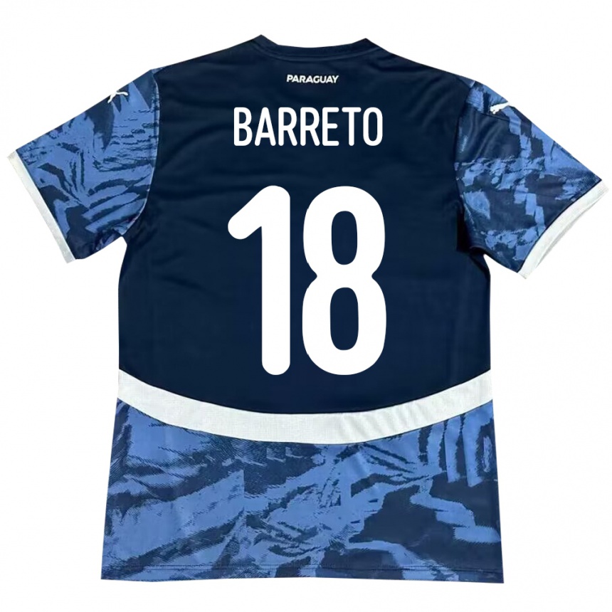 Kids Football Paraguay Liz Barreto #18 Blue Away Jersey 24-26 T-Shirt Nz