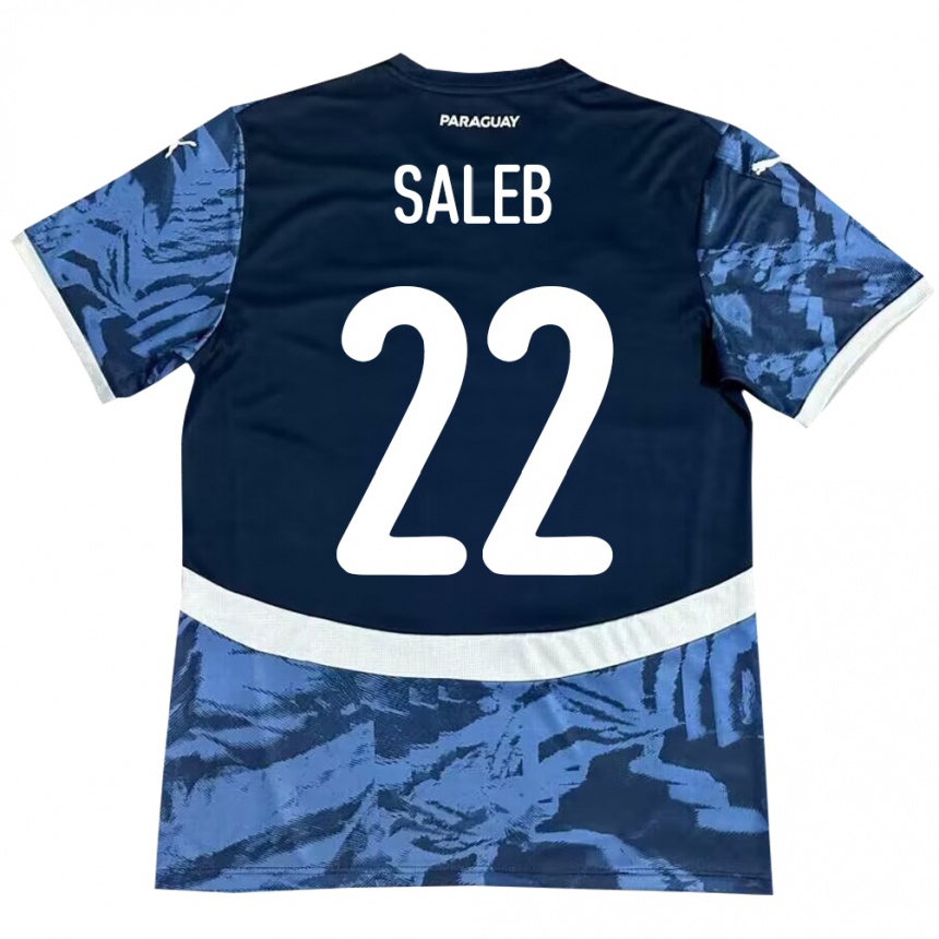 Kids Football Paraguay Gloria Saleb #22 Blue Away Jersey 24-26 T-Shirt Nz