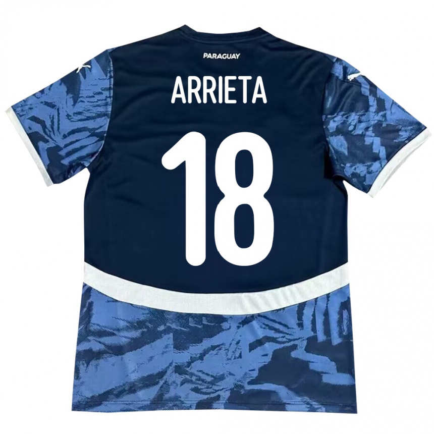 Kids Football Paraguay Camila Arrieta #18 Blue Away Jersey 24-26 T-Shirt Nz