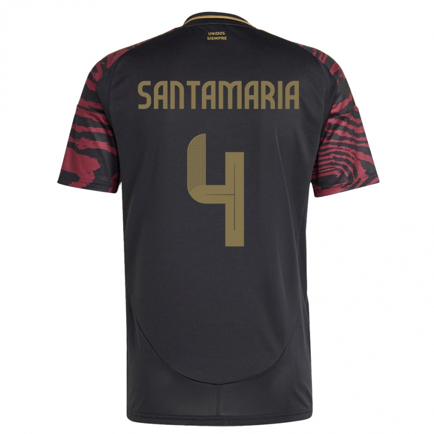 Kids Football Peru Anderson Santamaría #4 Black Away Jersey 24-26 T-Shirt Nz